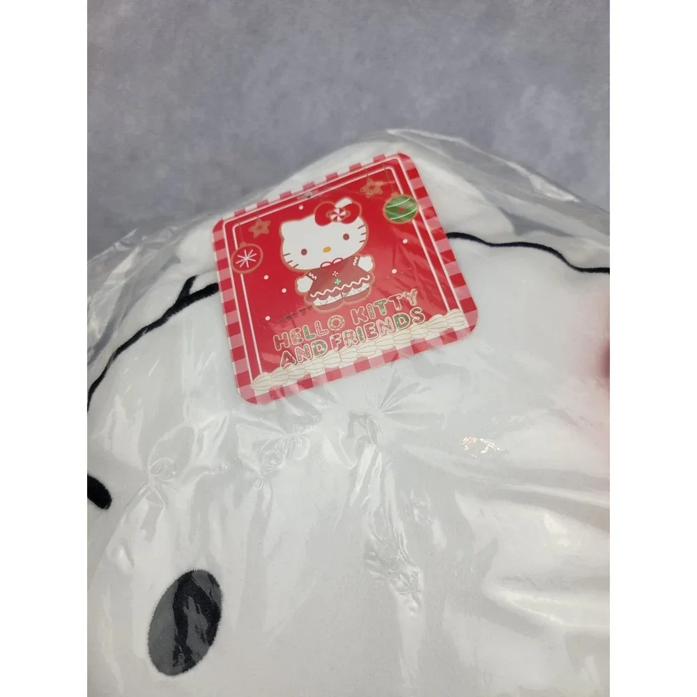 Sanrio Hello Kitty Snowman Plush Pillow Holiday‎ Winter Red Bow Pink Scarf NWT